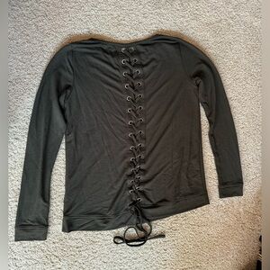 Lace Up Green Sweater